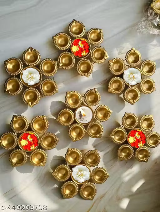 Pack Of 3 Handicraft Fabulous Urli Bowl 7'' Diyas for all time Decoration Floating Flowers and T- Light Candles Diwali Home Decor Decoration