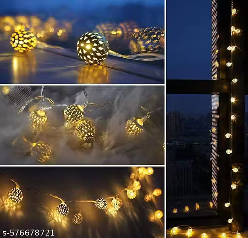 3 Meter 14 LED Maccoran Ball String Lights – Perfect for Indoor/Outdoor Decoration for Diwali, Christmas, Birthday, Navratri, and Valentine’s Day Gifts(Warm White)