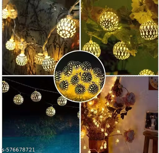 3 Meter 14 LED Maccoran Ball String Lights – Perfect for Indoor/Outdoor Decoration for Diwali, Christmas, Birthday, Navratri, and Valentine’s Day Gifts(Warm White)