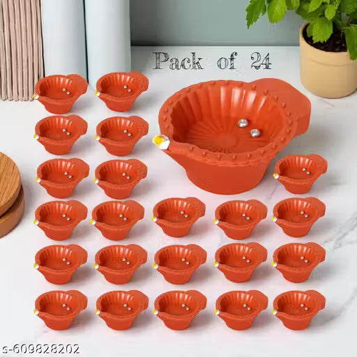 Water Sensor Led Diyas Candle with Water Sensing Technology E-Diya,Warm Orange Ambient Lights  (PACK OF 24)