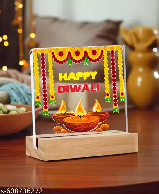 Bellu Trending Diya Happy Diwali set Festival Decoration Table Decor for Office Desk Showpiece | Home Decoration | Living Room | Modern Gifting Item Puja Decor 5x4 inch