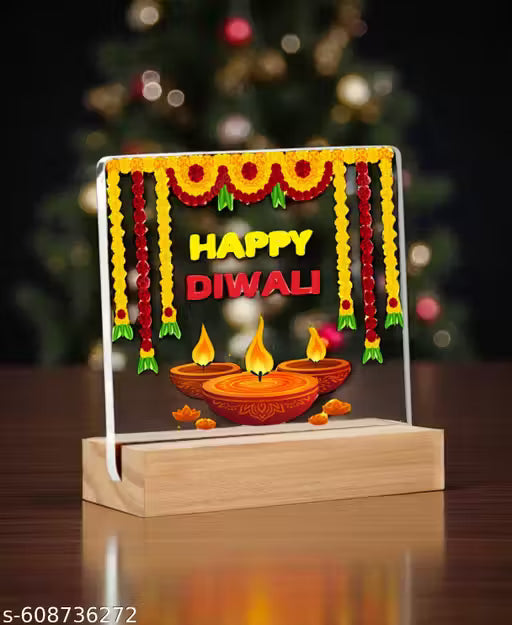 Bellu Trending Diya Happy Diwali set Festival Decoration Table Decor for Office Desk Showpiece | Home Decoration | Living Room | Modern Gifting Item Puja Decor 5x4 inch