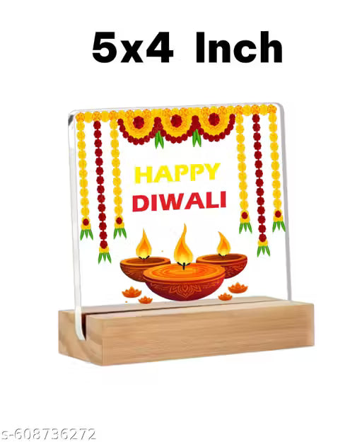 Bellu Trending Diya Happy Diwali set Festival Decoration Table Decor for Office Desk Showpiece | Home Decoration | Living Room | Modern Gifting Item Puja Decor 5x4 inch