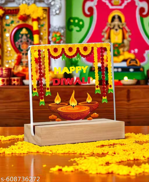 Bellu Trending Diya Happy Diwali set Festival Decoration Table Decor for Office Desk Showpiece | Home Decoration | Living Room | Modern Gifting Item Puja Decor 5x4 inch