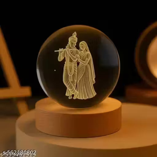 3D lamp for Bedroom 3D Lamps for Home Decoration 3D Crystal Ball Night Light Gifts for Women Gifts for Men Room Decor Items for Bedroom (Radha Krishna Night lamp #HR ENTERPRISES