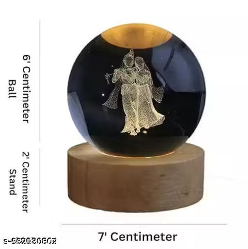 3D lamp for Bedroom 3D Lamps for Home Decoration 3D Crystal Ball Night Light Gifts for Women Gifts for Men Room Decor Items for Bedroom (Radha Krishna Night lamp #HR ENTERPRISES
