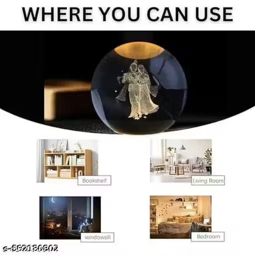 3D lamp for Bedroom 3D Lamps for Home Decoration 3D Crystal Ball Night Light Gifts for Women Gifts for Men Room Decor Items for Bedroom (Radha Krishna Night lamp #HR ENTERPRISES