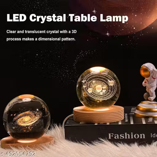 3D Galaxy' Crystal' Ball Night Lamp,Creative Engraved Crystal' Ball Night Light, USB Table LED Wooden Crystal' Ball for Home Decoration Birthday Gift for Teens, Boys, Girls (Galaxy')(Warm White) ₹162