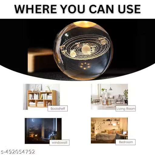 3D Galaxy' Crystal' Ball Night Lamp,Creative Engraved Crystal' Ball Night Light, USB Table LED Wooden Crystal' Ball for Home Decoration Birthday Gift for Teens, Boys, Girls (Galaxy')(Warm White) ₹162