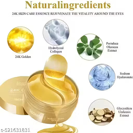 Eye Patches for Dark Circles with 24k Gold | 60 Pcs Eye Cooling Gel Pads | Hydrogel Eye Patch Mask with Collagen for Relaxing Eyes