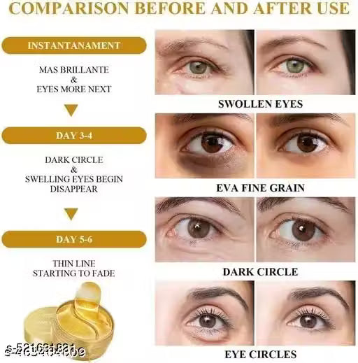 Eye Patches for Dark Circles with 24k Gold | 60 Pcs Eye Cooling Gel Pads | Hydrogel Eye Patch Mask with Collagen for Relaxing Eyes