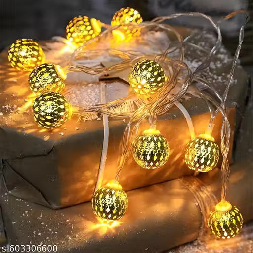 3 Meter 14 LED Maccoran Ball String Lights – Perfect for Indoor/Outdoor Decoration for Diwali, Christmas, Birthday, Navratri, and Valentine’s Day Gifts(Warm White)