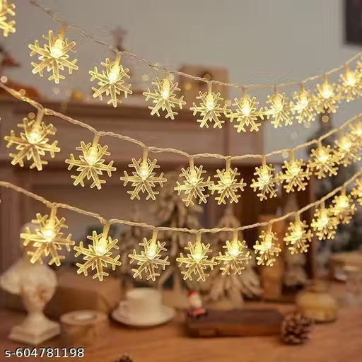 ItsApna Snow Flakes String Lights 14 LED 3 Meter Warm White Decoration Light for Indoor Outdoor Decoration (Pack of 1)
